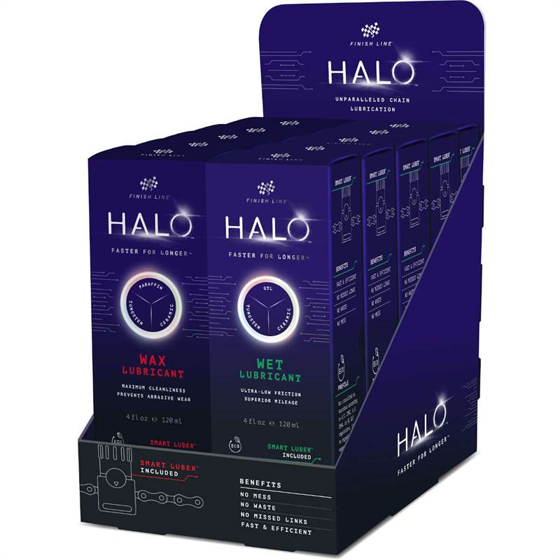 Finish Line Halo Wax + Wet Lubricant - Bottle + Smart Luber + Display-1