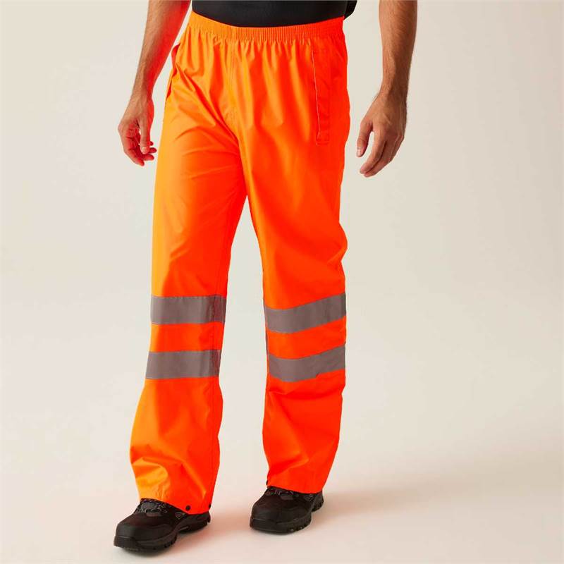 Regatta Professional Mens Hi-Vis Pro Packaway Overtrouser-3