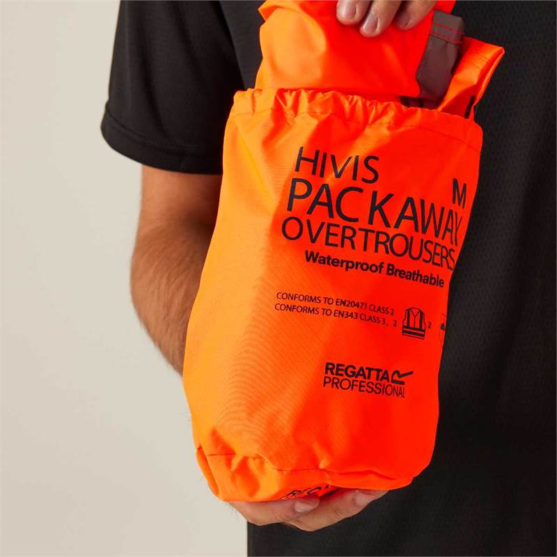 Regatta Professional Mens Hi-Vis Pro Packaway Overtrouser-4