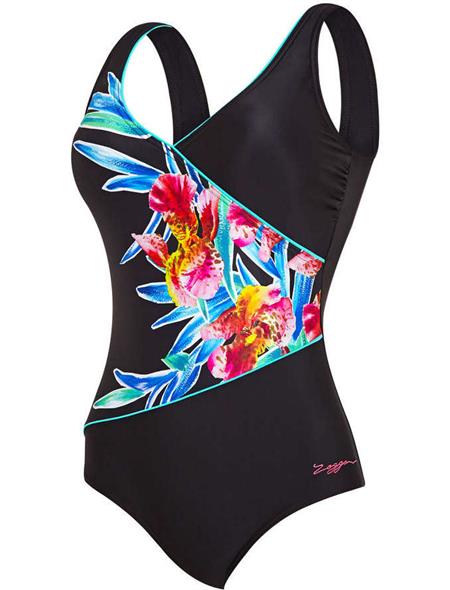 Zoggs Womens Hybrid Tropics Wrap Front Swimsuit