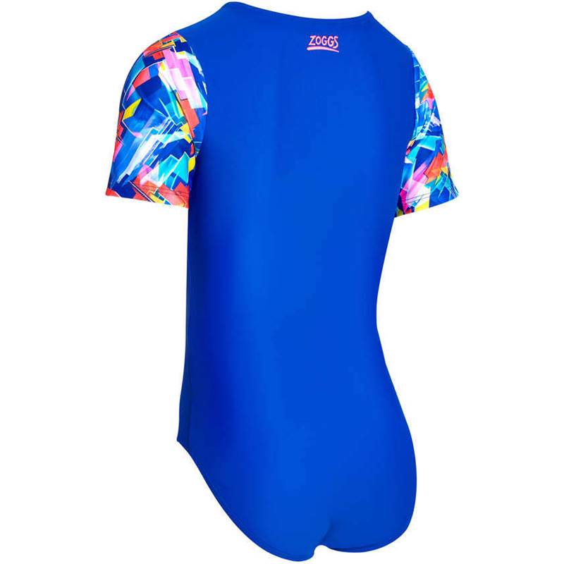 Zoggs Girls Digital Geo Capped Sleeve Suit Swimsuit-2